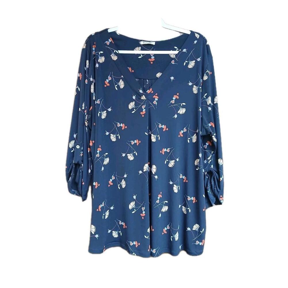 Beacon black floral Womans Blouse size 3x